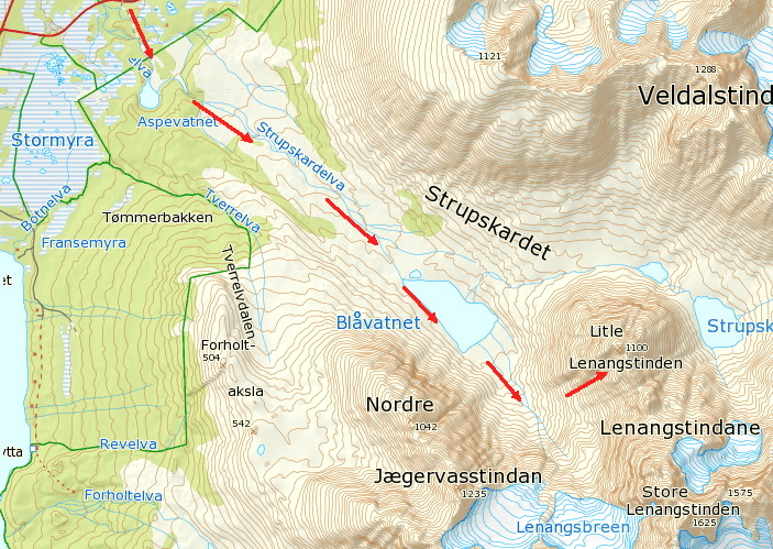 lille lenangstinden kart